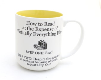 Reading mug, Funny gift for reader, How To, book lover, bibliophile