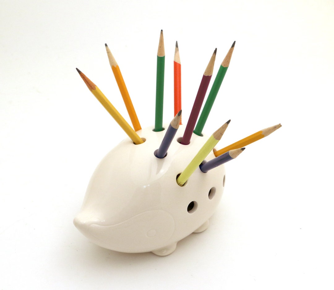 Hedgehog Pencil Holder Desk Accessories Home Office Crochet Etsy
