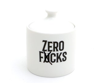 Zero F's sugar bowl, vintage porcelain sugar bowl, funny novelty gift