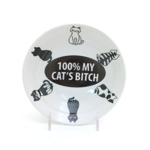 Cat bowl, 100% my cat's bitch, funny pet bowl, gift for cat lover, crazy cat lady, cat mom