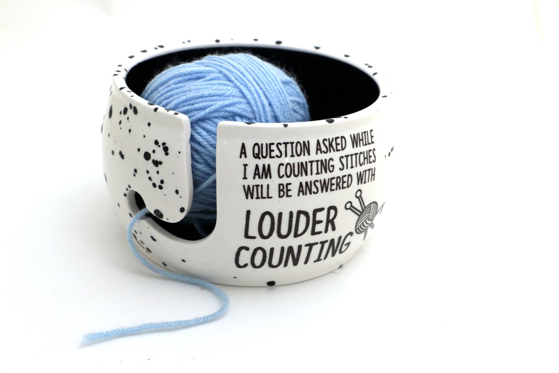 Ceramic Yarn Bowl Counting Stitches Funny Yarn Bowl Etsy