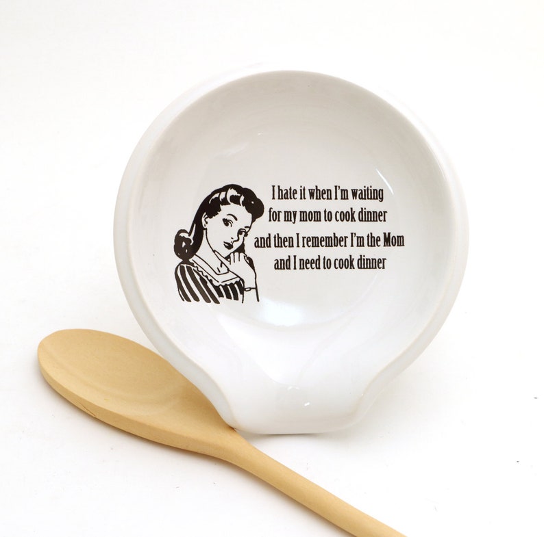 Ceramic Spoon Rest Retro Mom Funny Gift Spoonrest for Etsy