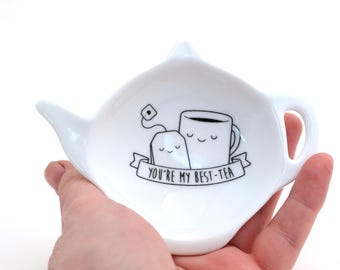 Teabag Holder: Handmade Porcelain You're My Best- tea, gift for tea lover