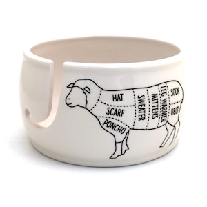 Handmade Ceramic Yarn Bowl: Sheep Parts Knitting Crochet Gift