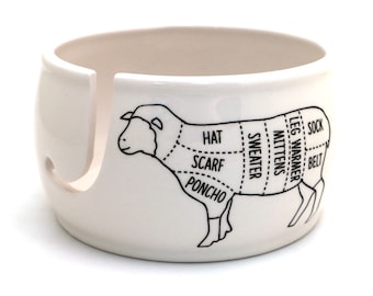 Handmade Ceramic Yarn Bowl: Sheep Parts Knitting Crochet Gift