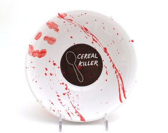 Cereal killer bowl,  large cereal bowl, ceramic, blood splatter, gift for him, horror movie fans