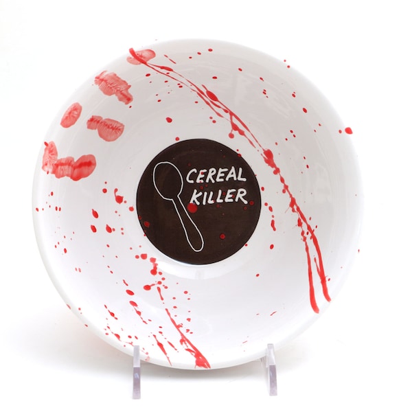 Cereal killer bowl,  large cereal bowl, ceramic, blood splatter, gift for him, horror movie fans