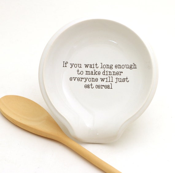 Ceramic Spoon Rest, Cereal for Dinner, Funny Gift, Spoonrest for Kitchen 