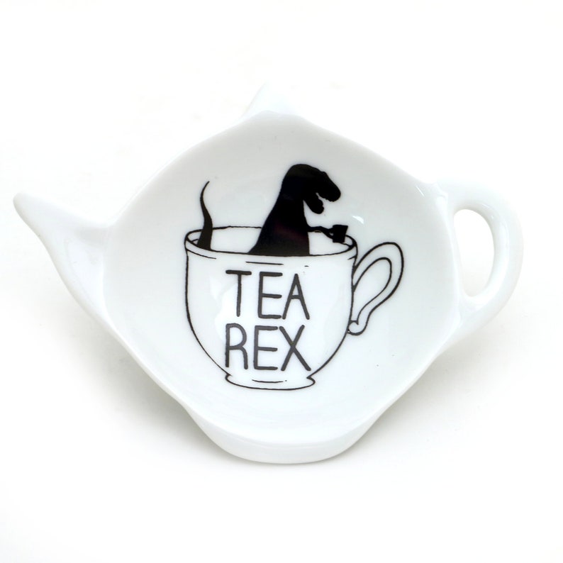 Tea Rex Teabag Holder: Handmade Porcelain Dinosaur Lover bild 2