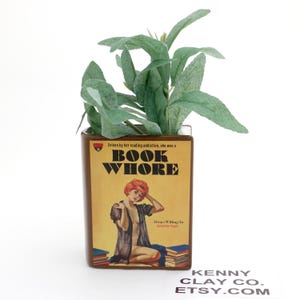 Book vase, Book Whore, vintage pulp novel, pencil holder, planter, gift for reader, image 3