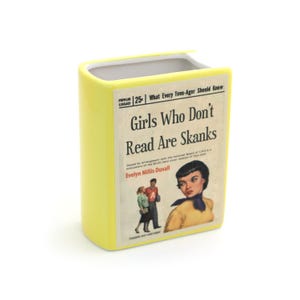 Ceramic Book Vase, Handmade Pencil Holder, For Reader image 6