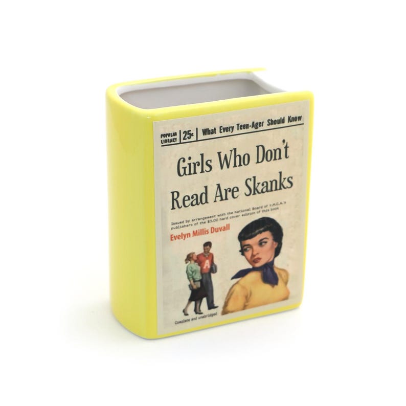 Ceramic Book Vase, Handmade Pencil Holder, For Reader image 6