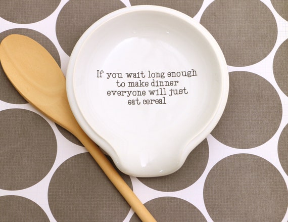 Ceramic Spoon Rest, Cereal for Dinner, Funny Gift, Spoonrest for Kitchen 