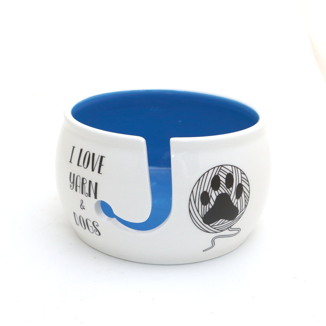 Dog Yarn Bowl, Handmade Ceramic Yarn Bowl, Crochet Bowl, Knitting Supplies, I Love Dogs and Yarn
