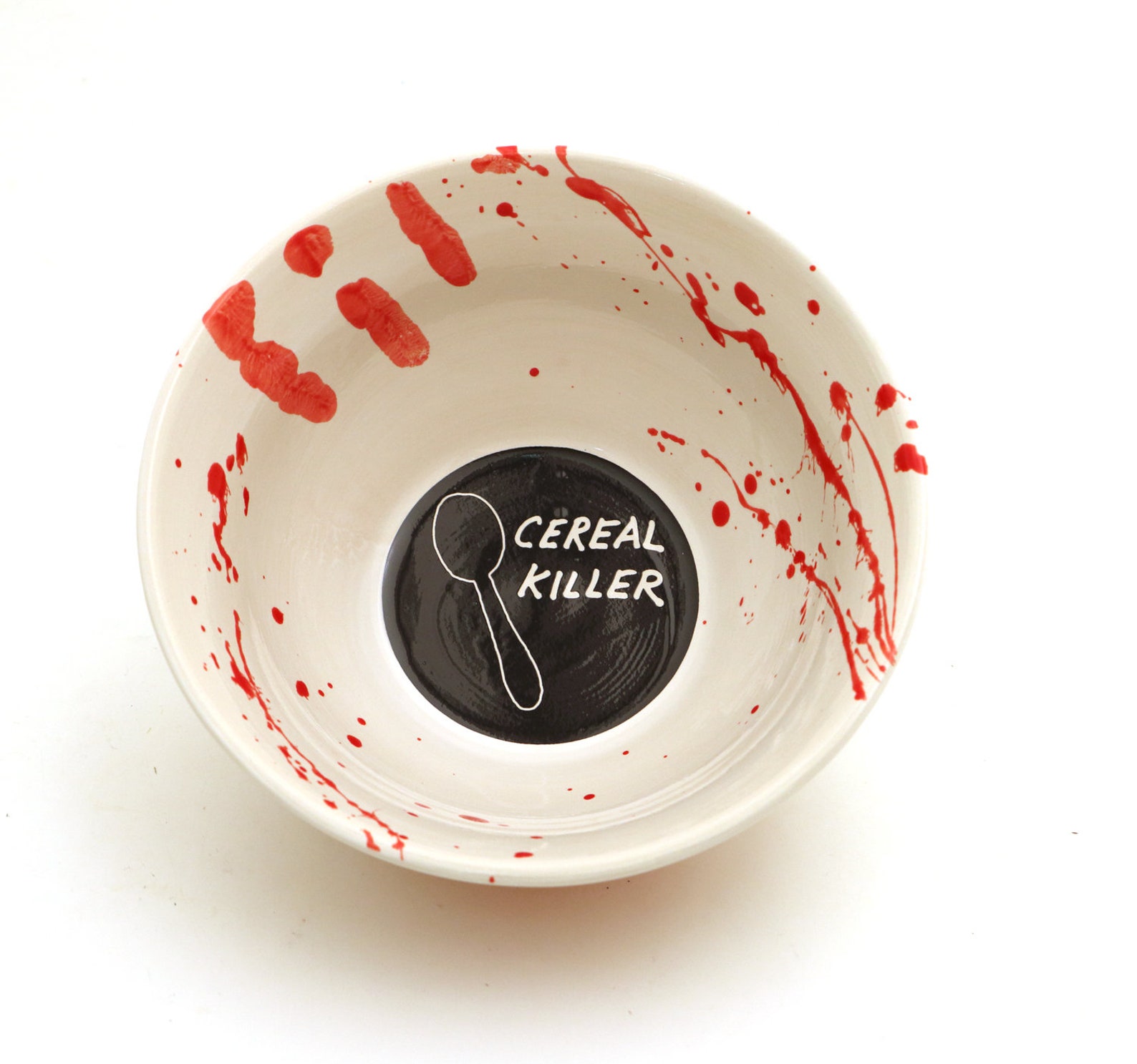 Cereal Killer Bowl, Large Cereal Bowl, Ceramic, Blood Splatter, Gift For Him, Horror Movie Fans