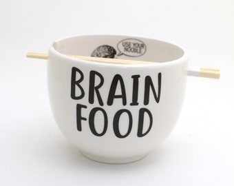 Brain Food chopsticks bowl, noodle bowl, novelty gift, graduation, college