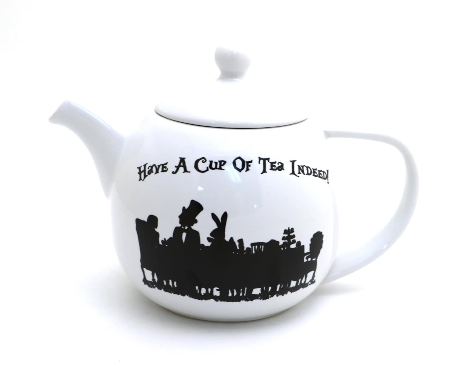 Alice in Wonderland teapot, Have a Cup of Tea Indeed, small round teapot