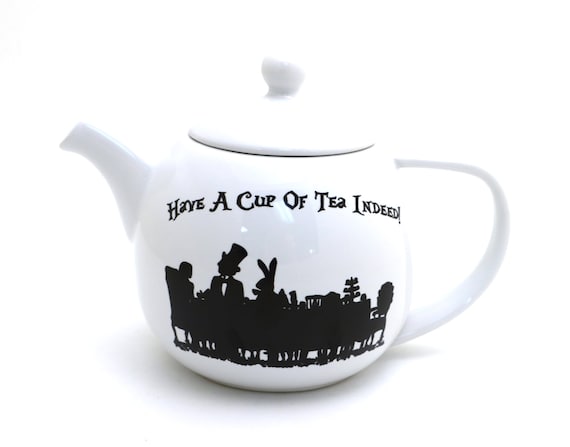 Alice in Wonderland Teapot, Have a Cup of Tea Indeed, Small Round Teapot -   Finland