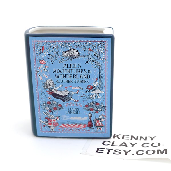 Ceramic book vase: Alice in Wonderland, planter,  Pencil Holder,  for Reader