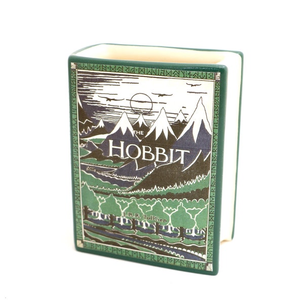 Book shaped planter or vase, Hobbit, ceramic book