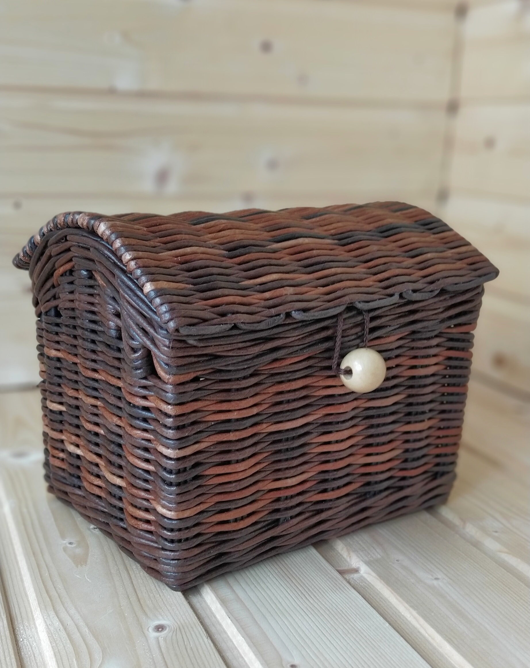 Small wicker chest Wicker basket with lid Storage chest Etsy