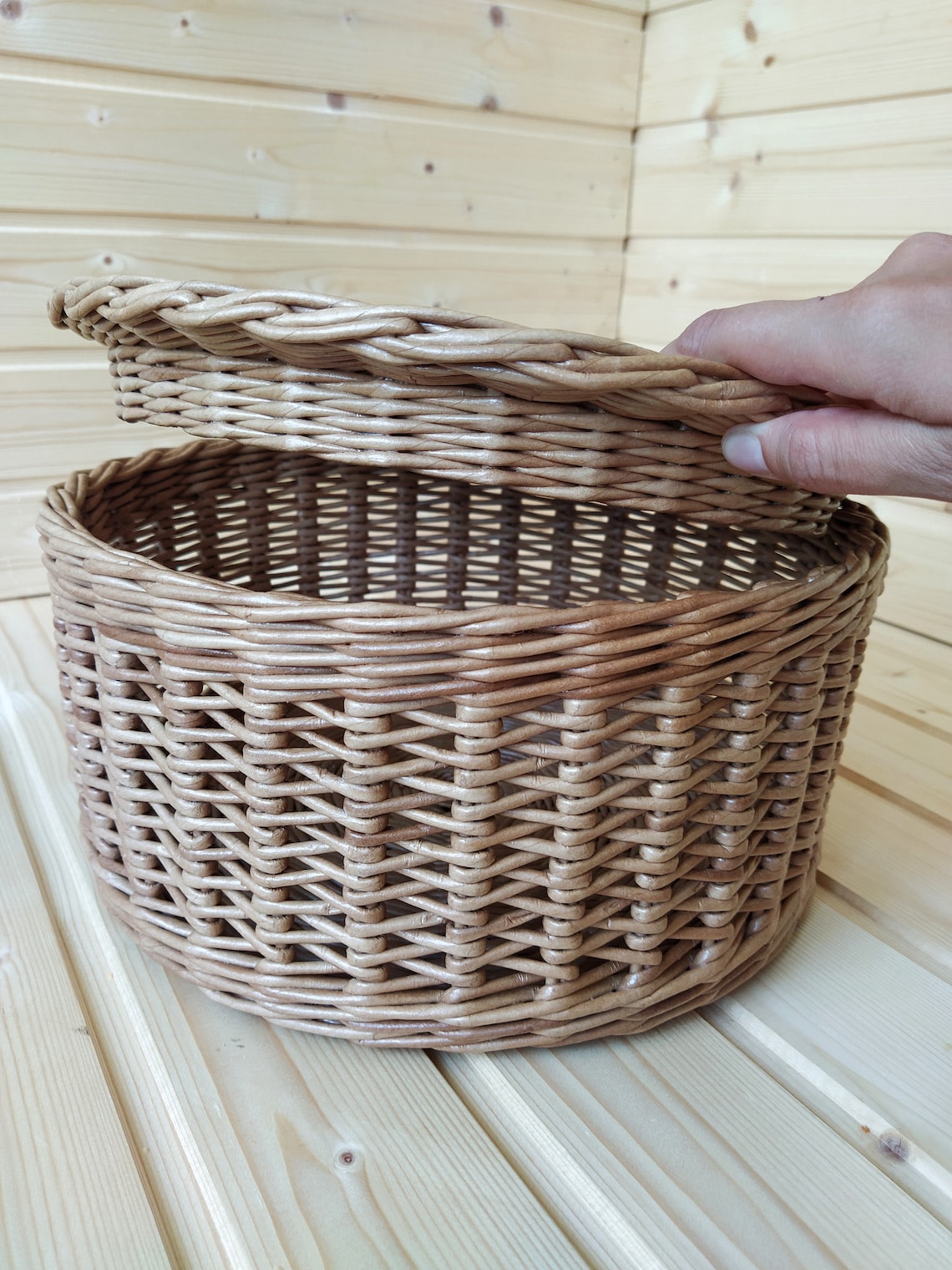 Wicker basket with lid Round storage basket Jewelry storage Etsy