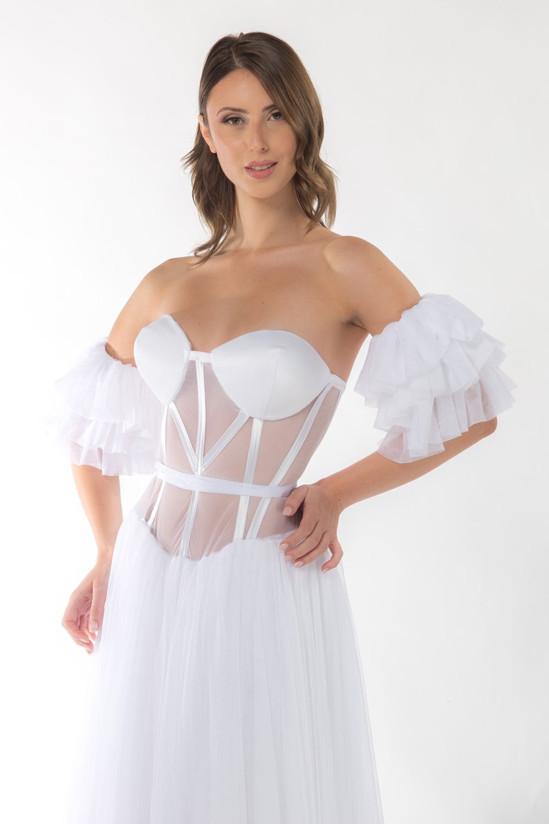 white tulle corset