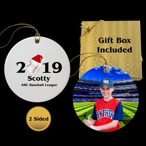Baseball Ornament, Christmas Ornament, Porcelain, Personalized Ornament, Holiday Ornament