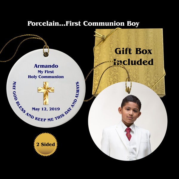 1st Communion Ornament, Personalized Ornament, Porcelain Ornament, Baby Gift, Holiday Gift, Sports Gift, Pet Ornament, Tree Decor,