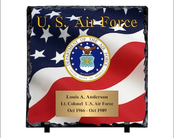 Personalized Military Photo Rock Slate Plaque, Veteran Gift