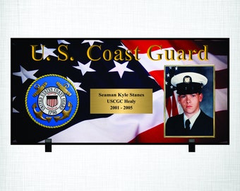 Personalized Coast Guard Photo Plaque, Military Retirement Gift
