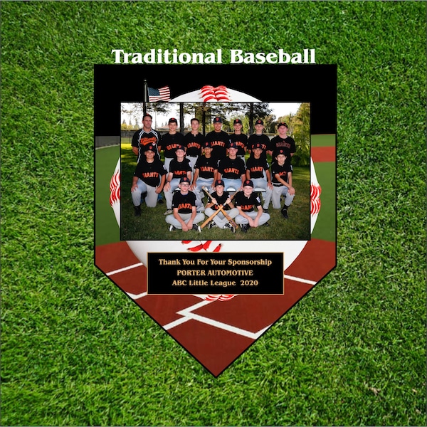 Baseball Home Base Plaque for Sponsors, Coaches, Players, Grandparents, Team Moms, Fathers and Mothers Day
