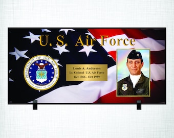 Personalized Air Force Photo Plaque, Military Retirement Gift