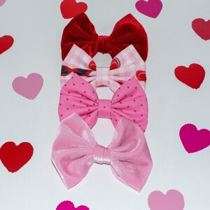 Sweet One Bows - 4 Set of Bows for girls, toddlers, and babies - 4 Inch Valentine bows - Special Occasion - Accessory