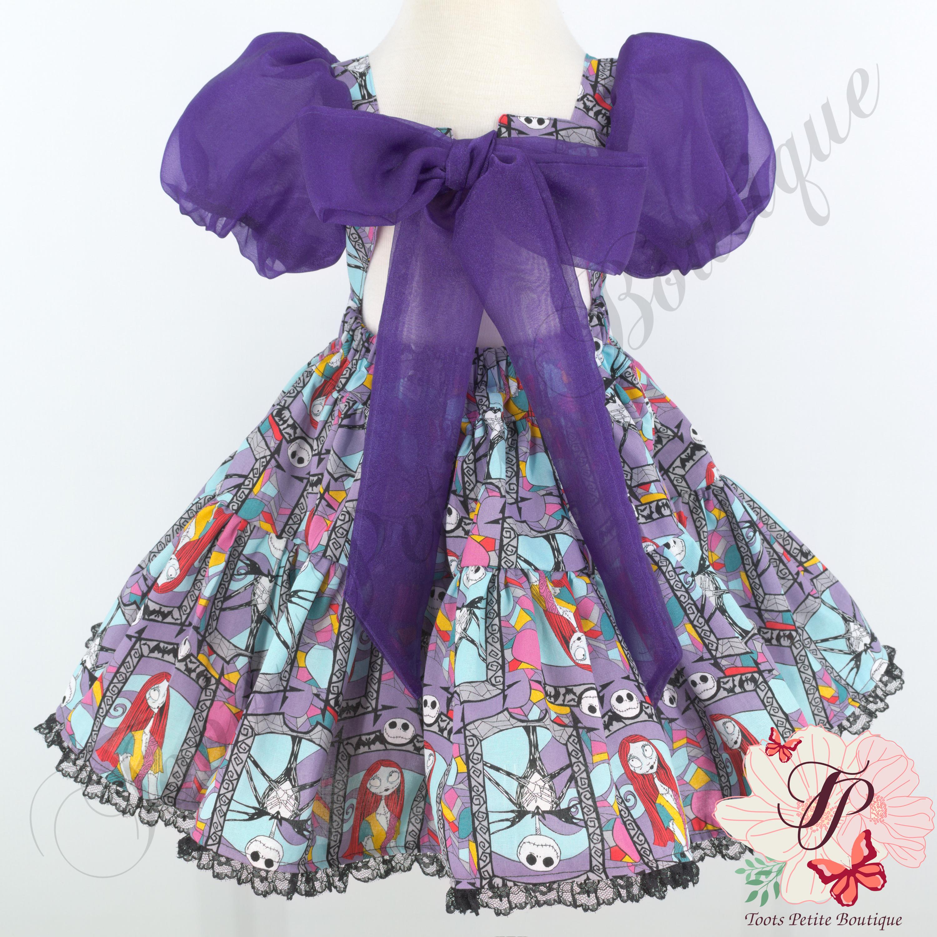 white christmas dresses Purple and White Striped Nightmare Before Christmas Dress Halloween 2T main image 1