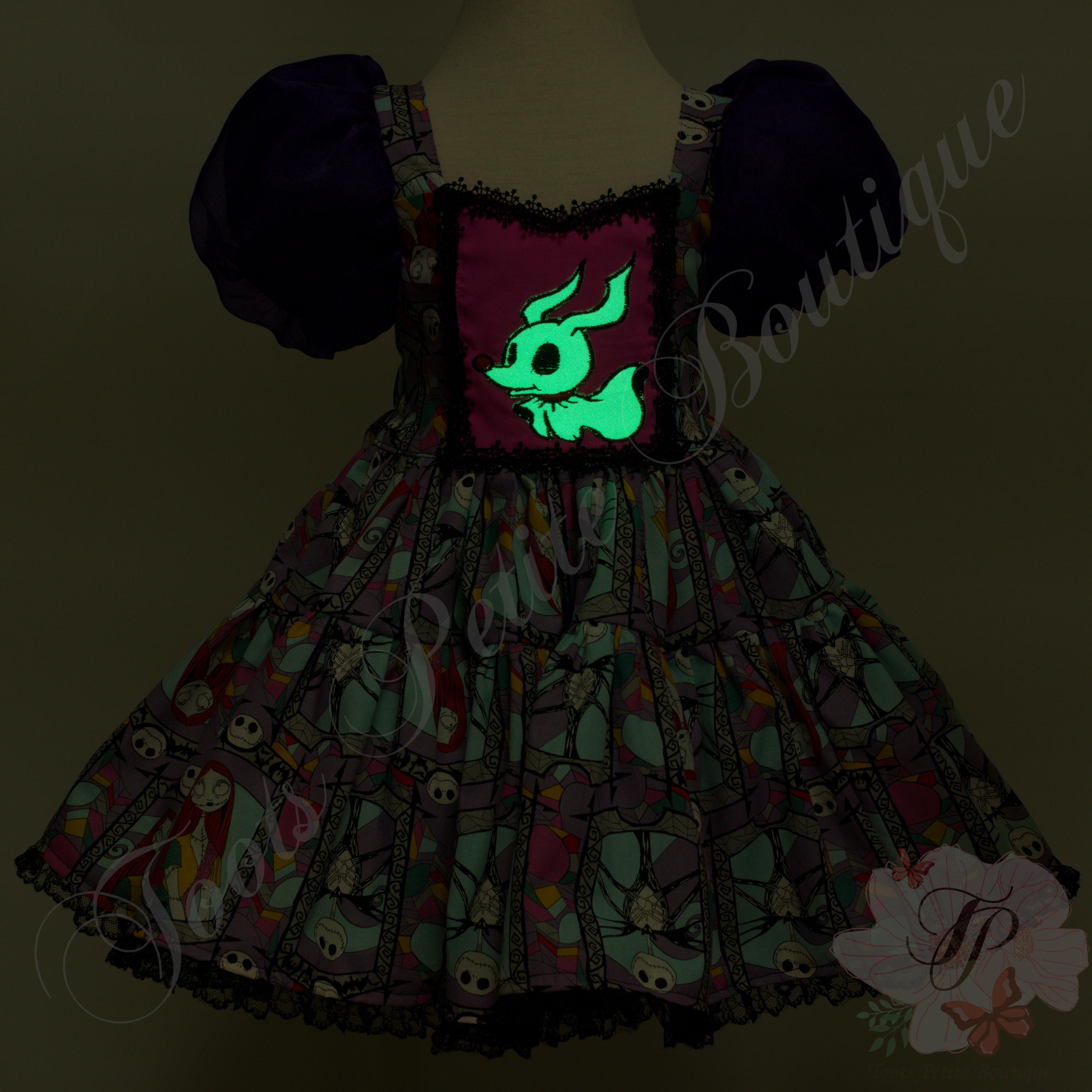 Nightmare Before Christmas Halloween Dress, Jack Sally Print, Embroidered  Glow in the Dark Zero ,photos Gift Girl, Costume Cosplay Toddler - Etsy