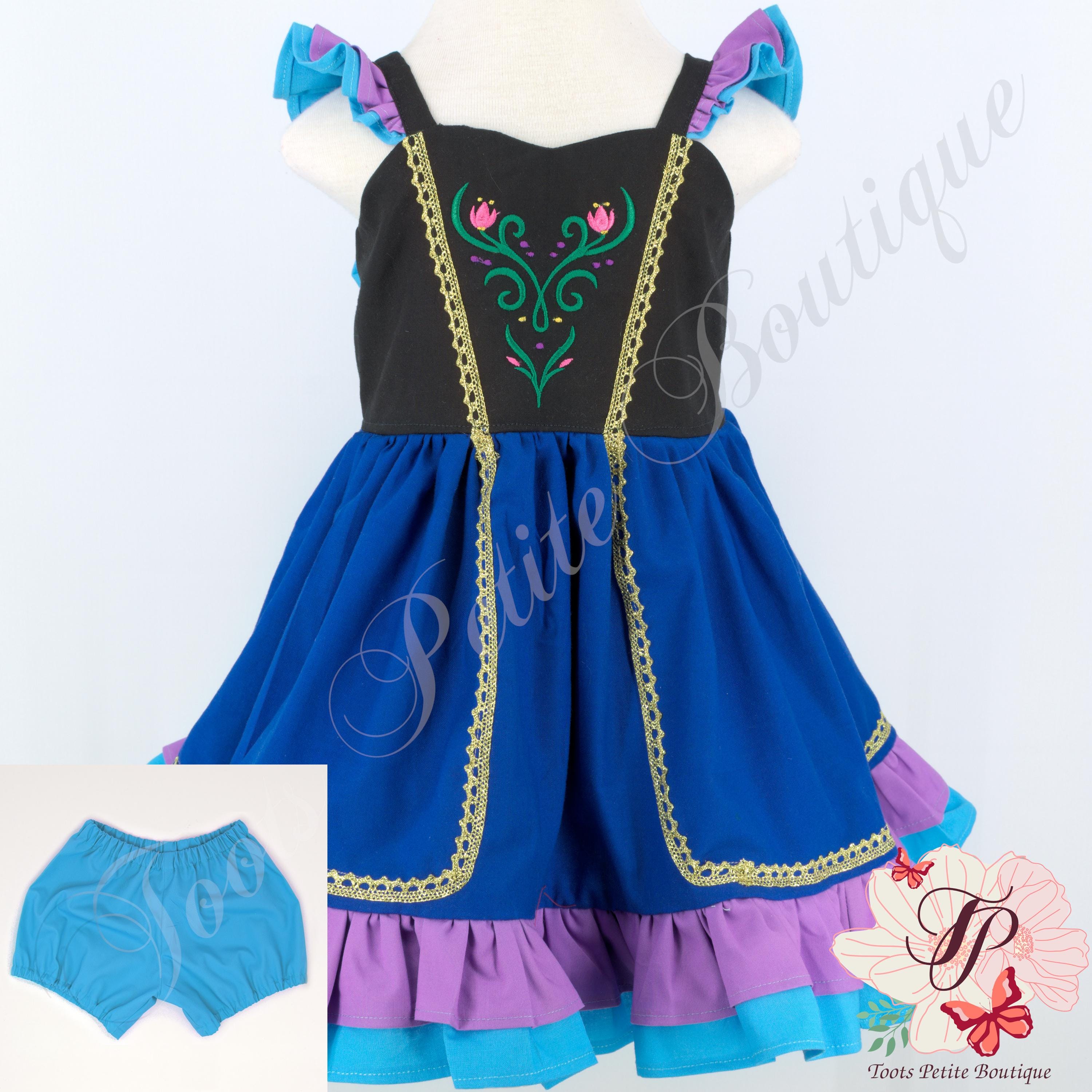 open lace back dress Posh Peanut Toddler Girl's Disney Frozen Anna Twirl Dress in Blue, 2 Toddler, Viscose from Bamboo main image 0