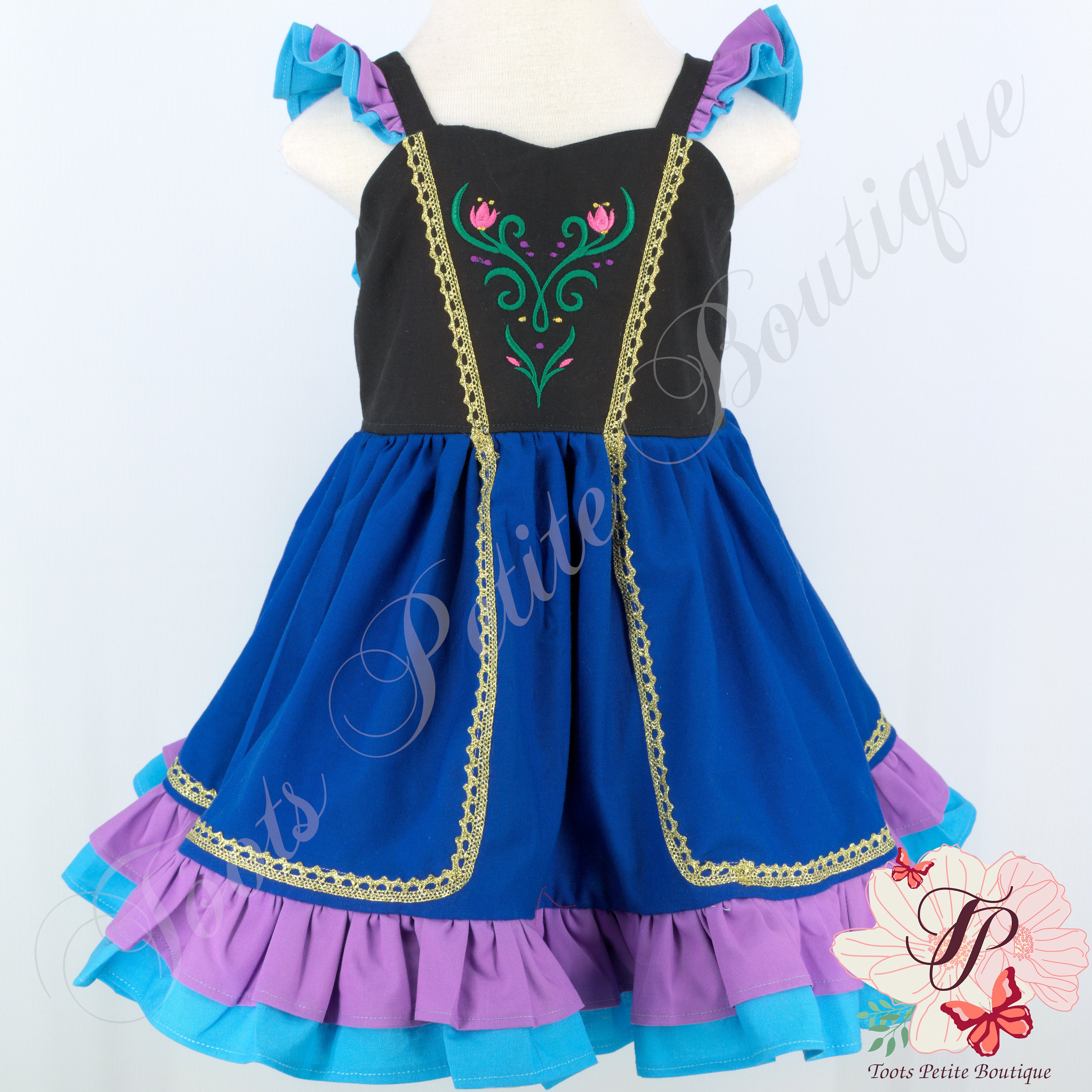 princess ana dress Disney Inspired Frozen Princess Anna Dress Kids Girls Costume LED Lights 3T Up