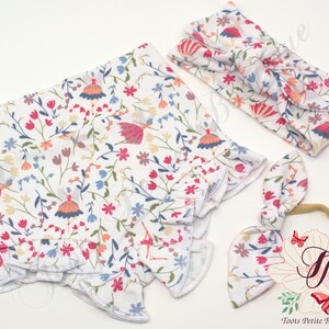 Ruffle Bummies Outfit Flower Fairies Boho Baby Bloomers, Toddler Shorts, Baby Shorts, Diaper Cover, Headband, Hair Bow