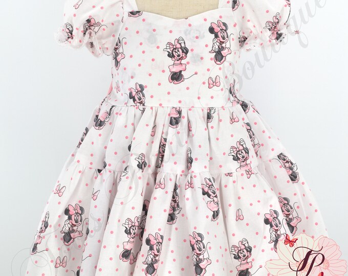 Itsy Bitsy Girls Pink Knit Dress - Minnie Mouse Collar main image 1