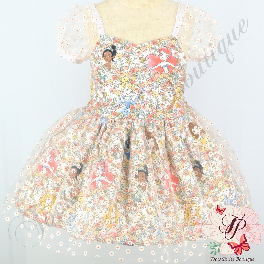 Princess Belle Sleeveless Ruffle Dress - Girls Fit & Flare - White, Knee Length