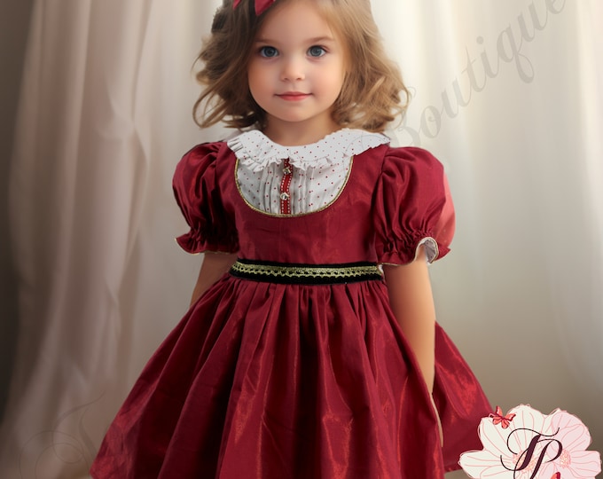 White Toddler Christmas Dress with Polka Dots — Long-Sleeve Puffy Tulle Dress for Any Celebratio main image 1