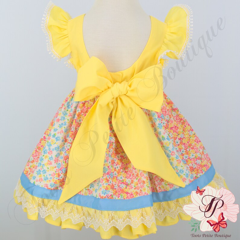 Rainbows and Flowers Birthday Dress, Personalized Embroidery, Summer