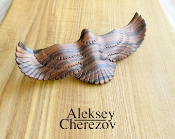 Wooden  barrette eagle, Carved wooden barrette, Hairgrips, Hair jewelry, Animal hair accessories for long hair, Eagle.