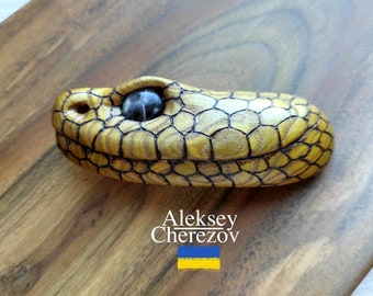 Wooden barrette snake head, wood carved hair clips, Hairgrips, Hair jewelry, Animal hair accessories for long hair, Zodiac Snake Year.