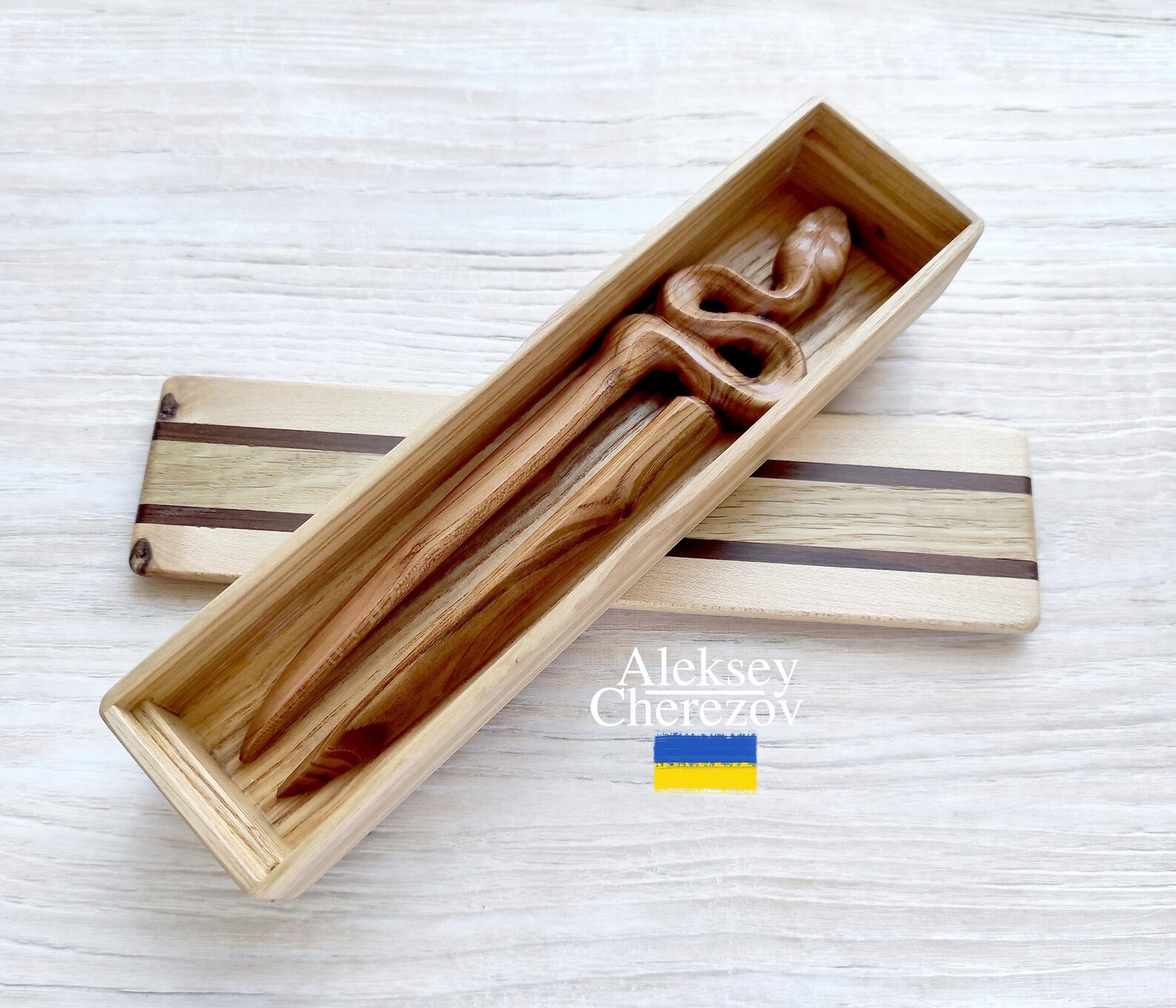 Snake. Wooden Hair Fork. Hair Stick . Carved Hair Clips Python. Hair ...