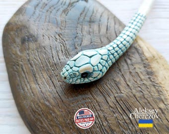 Snake hair stick, Wooden hair pin serpent, ukraine sellers, Hair accessories, Hair chopsticks .