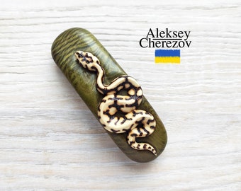 Snake 6, wooden barrette snake, wood carved hair clips, Hairgrips, Hair jewelry, Animal hair accessories for long hair, Python