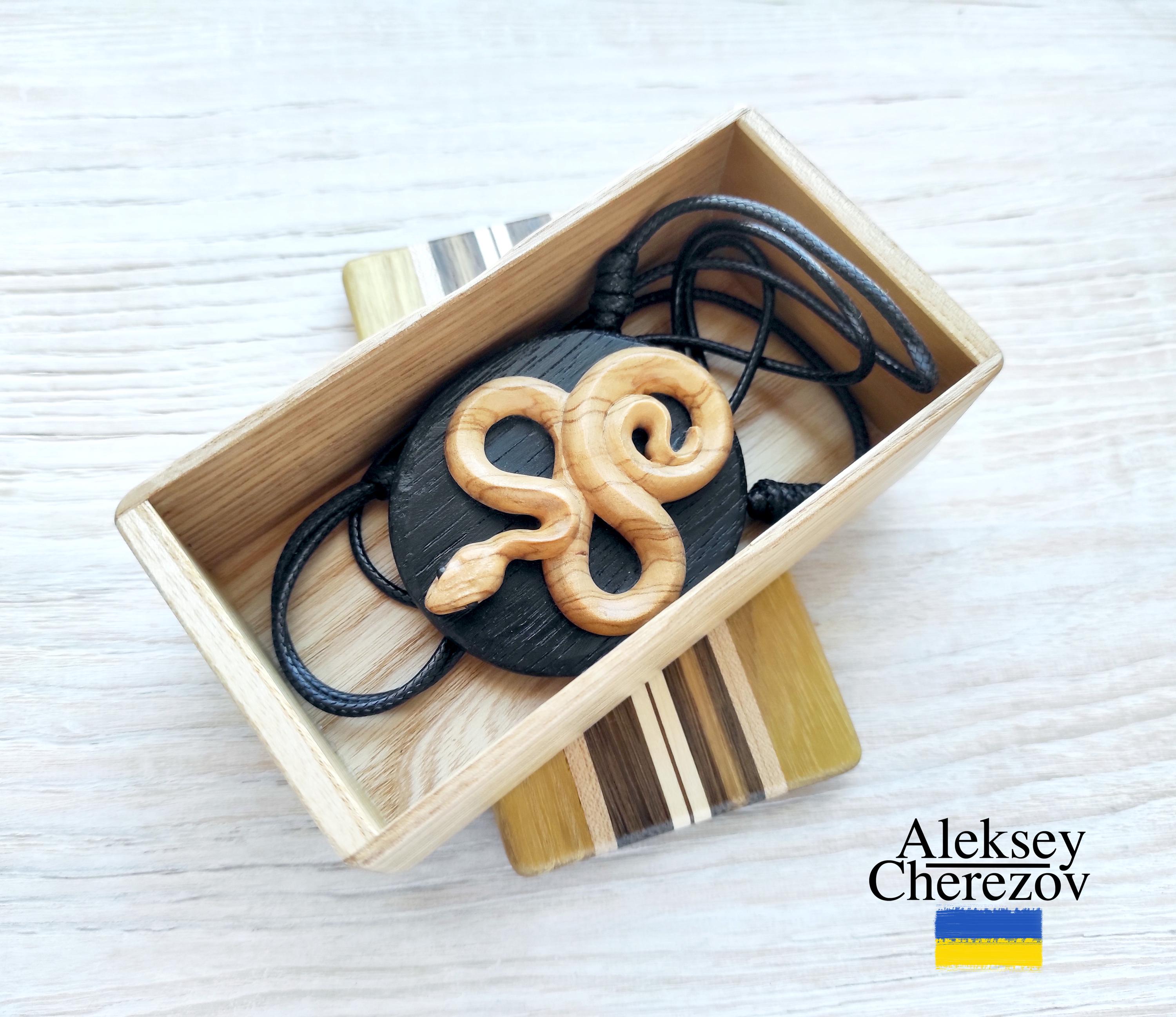 Snake Year. Wooden Snake Pendant, Handmade, Zodiac Snake Large Carved ...