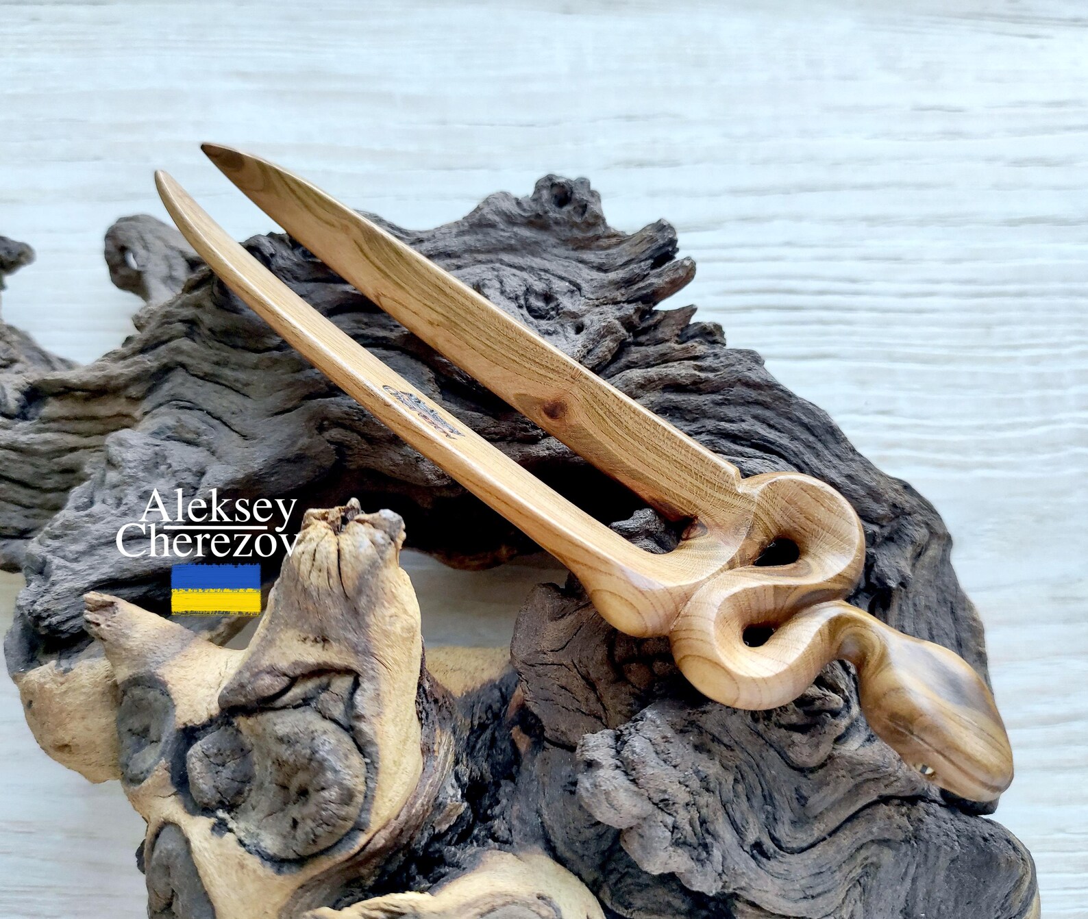 Snake. Wooden Hair Fork. Hair Stick . Carved Hair Clips Python. Hair ...